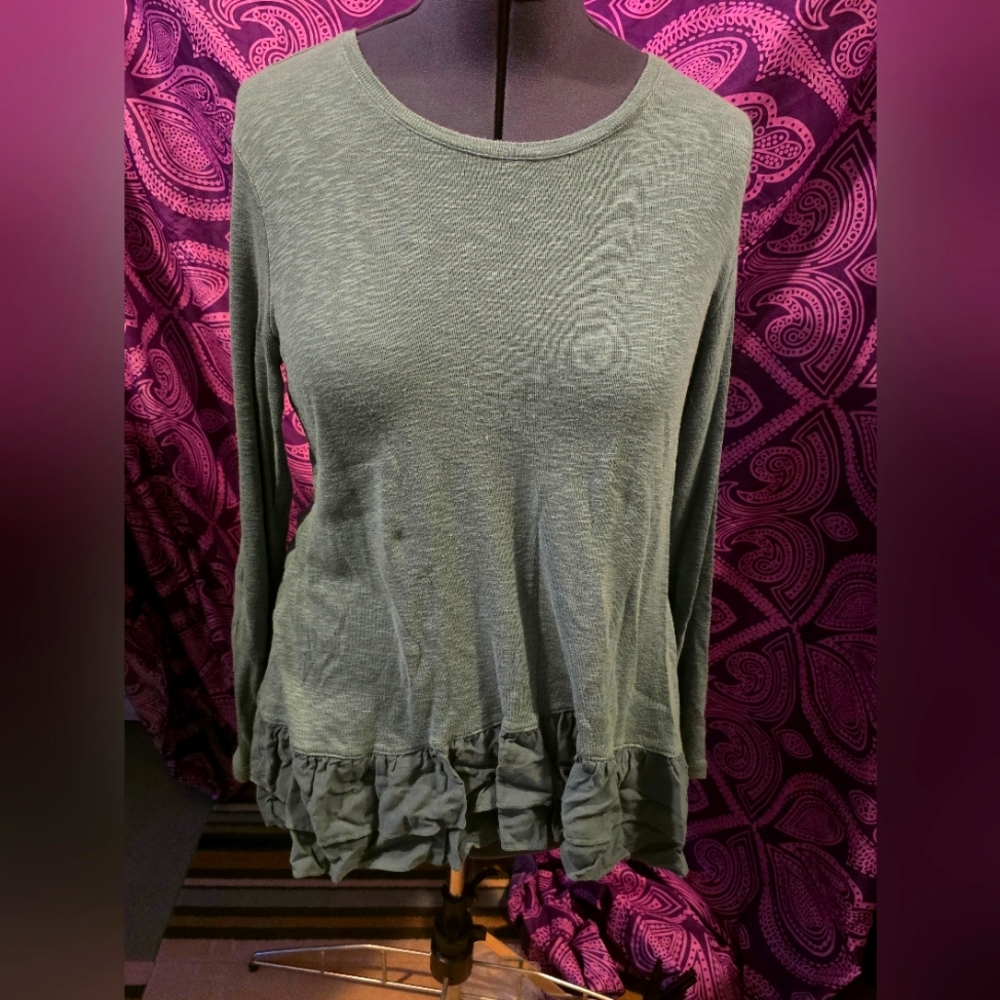 NWOT Logo by lori goldstein Green peplum top XL